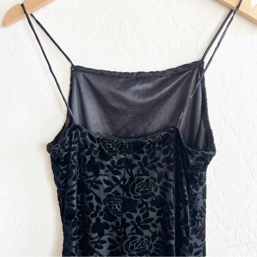 Vintage 90s Roberta Black Velvet Burnout Silver Maxi Sheath Dress - Picture 8 of 12